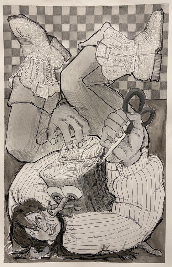 so now you'll never know, 11"x17", ink, graphite and watercolor on paper, 2026