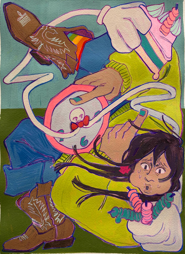 you've got some growing up to do, 9"x12", gouache on paper, 2026