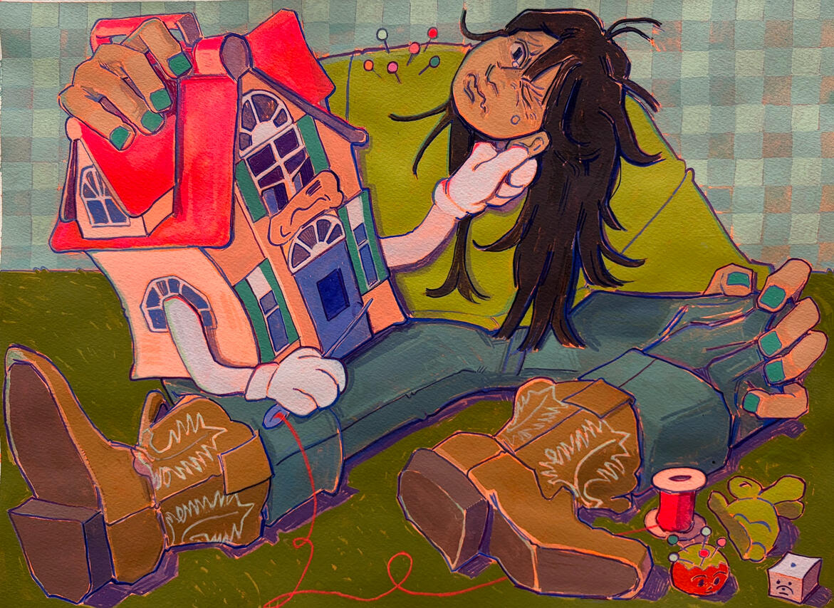 the things that pierce, 11"x14", gouache on paper, 2026