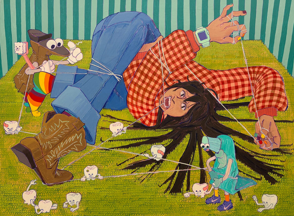 what comes out of the mouth comes from the heart, 36"x40", acrylic on canvas, 2026