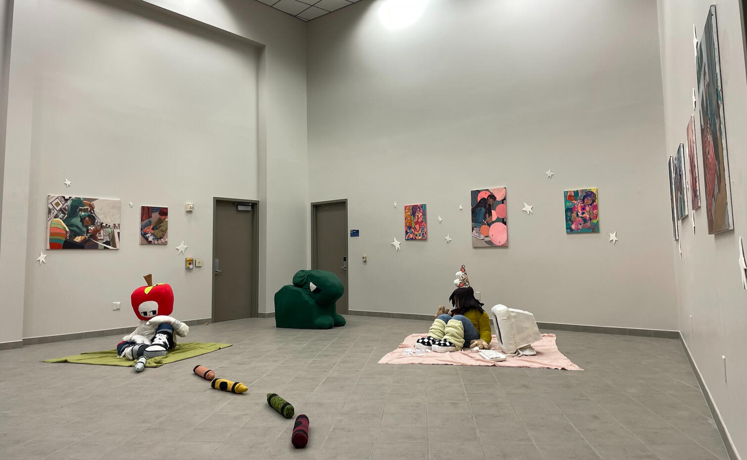 it will always be you and me., soft sculpture, paintings and three-dimensional wall adorning in installation at SJC Gallery, 2024