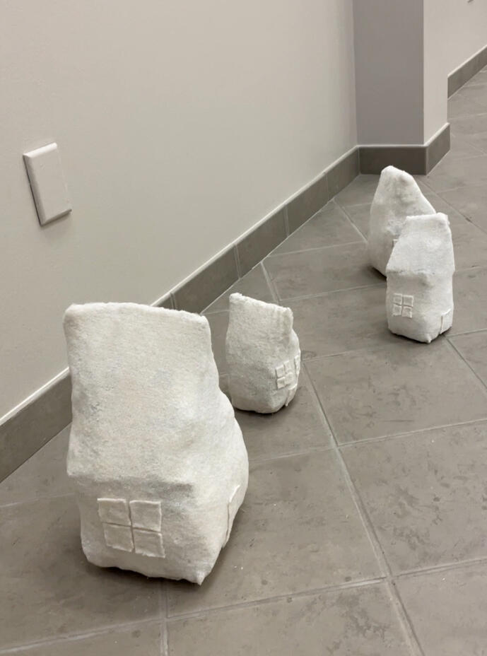pillars of salt, found fabric and fiber, 2024